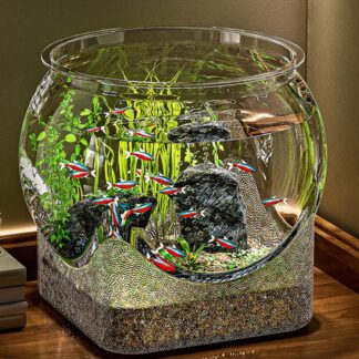 Aquariums Fish Bowls Clear Round Terrarium Vase Floral Container for Home Bedroom Children's Room Bathroom Desk Workplace Dorm