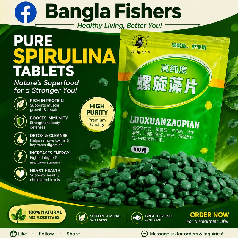 Spirulina Tablet 50Pcs Repack (+5pcs Free) for Aquarium Fish | Fish Food