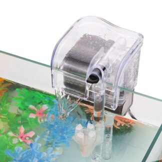 3-in-1 Aquarium External Hang-On Filter HOB Water fall Filter with Surface Skimmer - Fish Tank Silent Filter with Silent Water Pump & Biochemical Cotton - 250L/h 3W