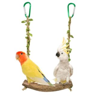 Natural Wood Pet Parrot Toy Bird Swing Exercise Climbing Standing Wooden Toys Pet Parrot Macaw Hammock Bird Toy