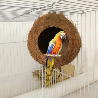 1PC Pet Bird Coconut Shell Nest Parrot Natural Perch Small Animals Comfortable Parrot Coconut Shell Nest