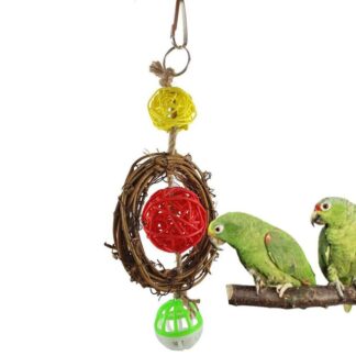 New Pet Bird Bite Toy Parrot Chew Ball Hanging Cockatiel Rattan Circle Decoration