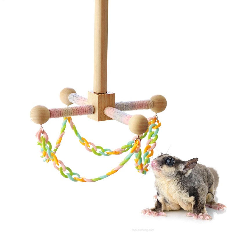 Bird Swing for Cage Wooden Small Pet Toy for Hamster Guinea Pig Hedgehog Parakeet Cockatiel Conure Climbing Interactive Play