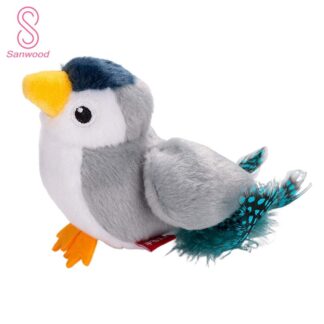 Motion Activated Pet Toy Interactive Chirping Bird Toy for Cats Dogs – Plush Electric Flying Birds with Flapping Wings Touch-activated Fun Pet Toy for Indoor Play Stimulation Flapp