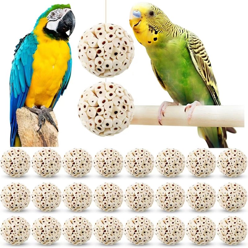 All-Natural Sola Atta Balls, 2.3"Diameter, Soft and Lightweight Chew and Foot Toys for Birds, Small Pets, and DIY Crafts