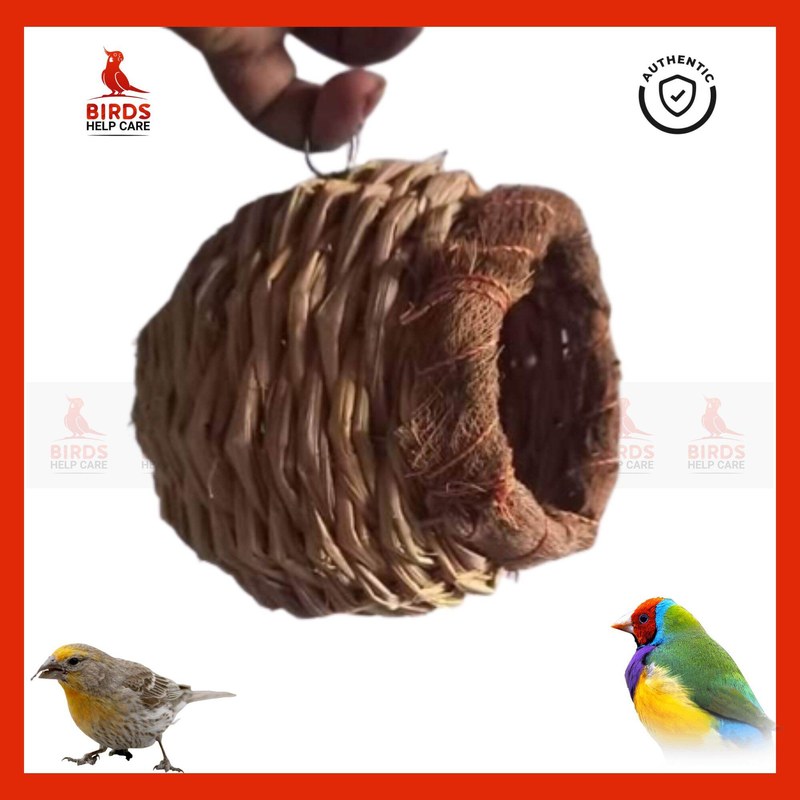 Handmade Natural Straw Bird Nest โ Breeding House for Parrots & Small Birds | 1PCS | Bangladesh