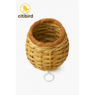 Natural Handmade Hanging Bird Nest (Top Entry) for Finches, Sparrows, Small Birds – Bamboo & Straw Built – Eco-Friendly Nesting Box