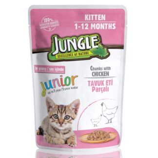 Jungle Junior Pouch Wet Cat Food Chunks With Chicken 100gm