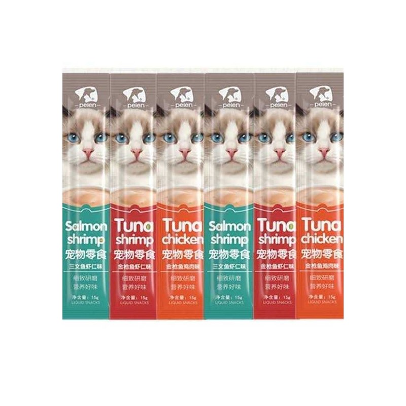 Cat treat food 9 pcs, chicken, Tuna, Salmon flavor, Kitten & cat Wet tretty snacks food