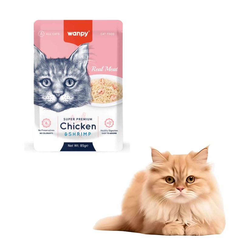 Wanpy Fillet in Jelly โ Chicken & Shrimp (85g) | Premium Wet Cat Food โ For All Breeds & Life Stages