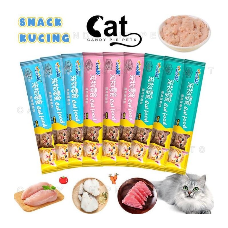 Liebao Wet Cat Stick Treats Snack 15G, CAT FOOD STRIP STICK TREATS -10pc