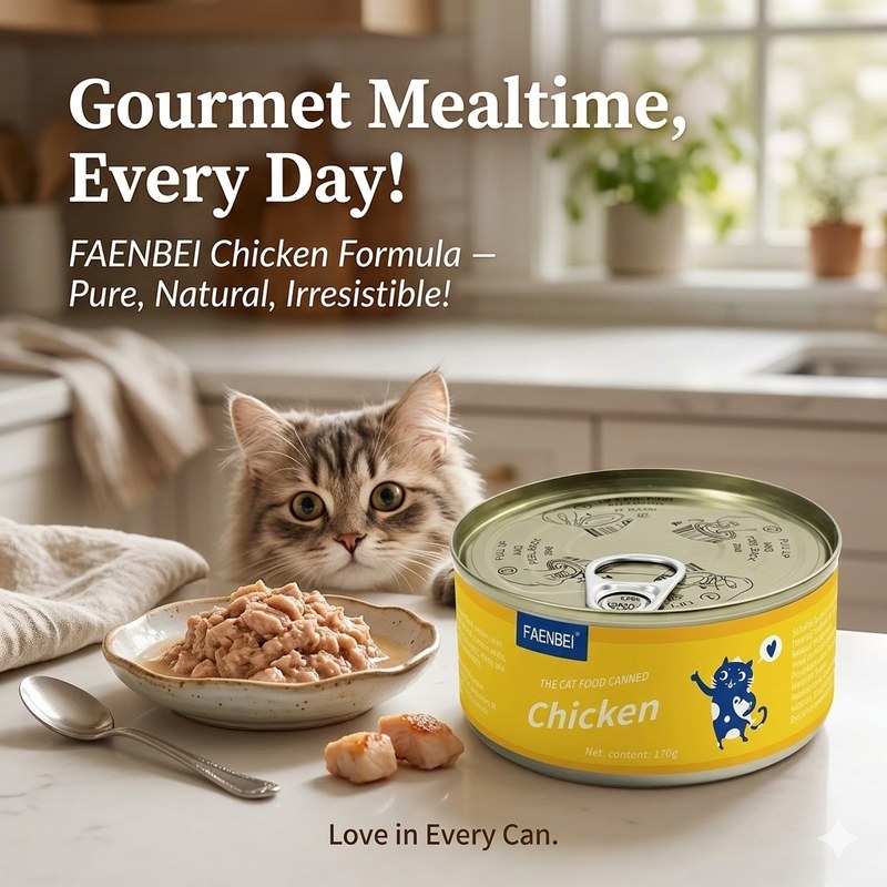 FAENBEI Shredded Cat Food Can โ Chicken 170g