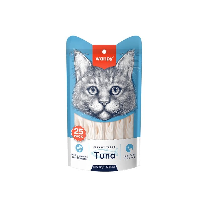 Wanpy Creamy Cat Treat Cat Food Tuna 25pc Pack 350gm (25ร14gm)
