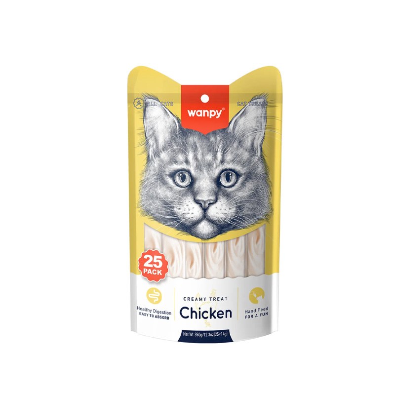 Wanpy Creamy Cat Treat Cat Food Chicken 25pc Pack 350gm (25ร14gm)