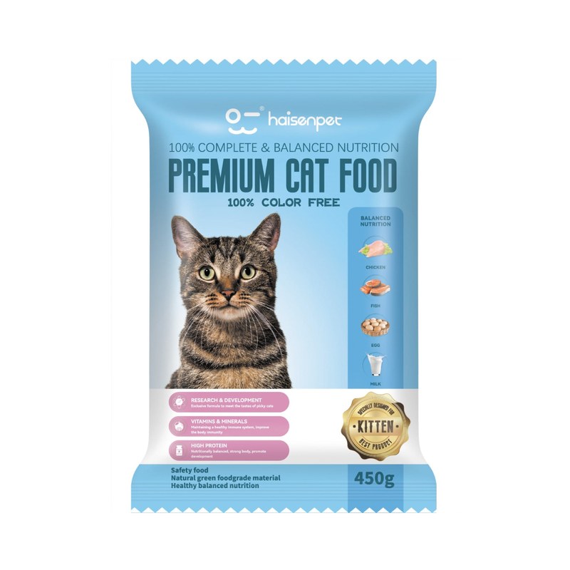 Haisenpet Premium Kitten Dry Cat Food Chicken, Fish, Egg & Milk 450gm