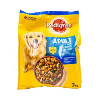 Pedigree Dog Food Dry Adult Chicken and Vegetable Flavour 3kg, Made in Thailand