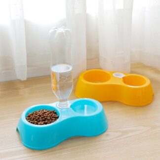 2 in 1 Automatic Pet Feeder – Food & Water Bowl for Dogs & Cats | Bottle Inserted Water Dispenser | Puppy & Kitten Feeder Bowl