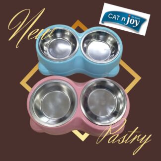 premium Stainless steel pet food double bowl for cat