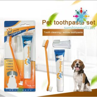 Pet Dog Cat Vanilla/Beef Flavor Toothpaste Toothbrush Oral Hygiene Health Care Ratings 10