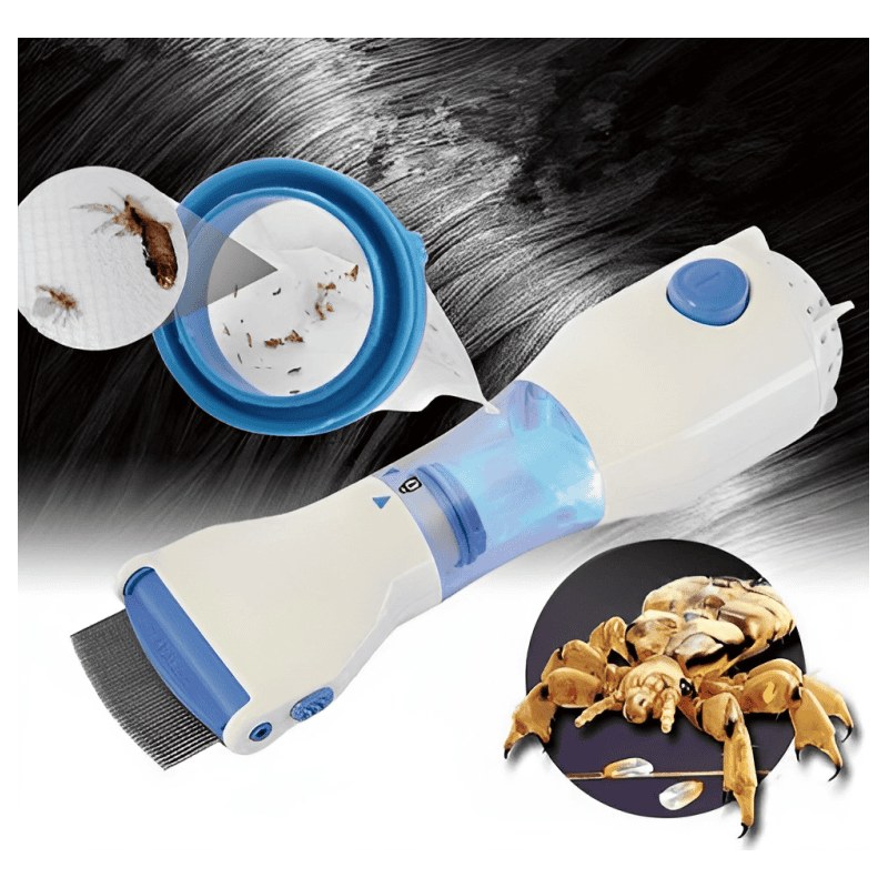 【Best value】 V Comb Head Lice Removal Machine with Filter | Electric Anti-Lice Device for Head Lice, Nits Fleas | Stainless Steel Teeth, Adjustable Angles, Hygienic Filter Trap | C