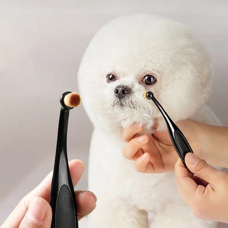1-20PCS Dog Cat Tear Stain Remover Brush Soft Bristle Eye Cleaning Tool with Powder Applicator for Pet Grooming Hygiene Care