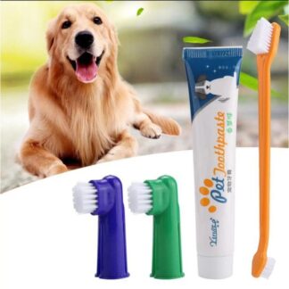 Dog Cat Toothpaste, Toothbrush Set Vanilla/Beef flavor, Oral Hygiene Dental Health Care Tool