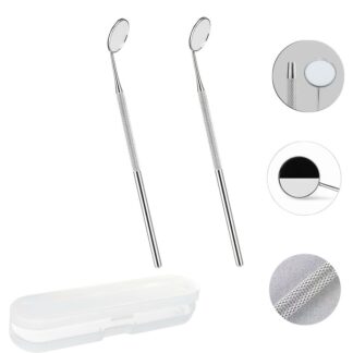 2pcs Stainless Steel Oral Examination Mirrors,Clear Lens for Teeth, Gums, and Tongue Check-ups; Dental Hygiene, Pet Grooming