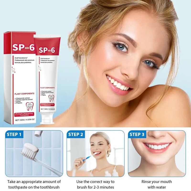 SP-6 Whitening Tooth Remove Plaque Stains Probiotic Toothpaste Teeth Whitener Oral Hygiene Clean Fresh Breath Denta 120g