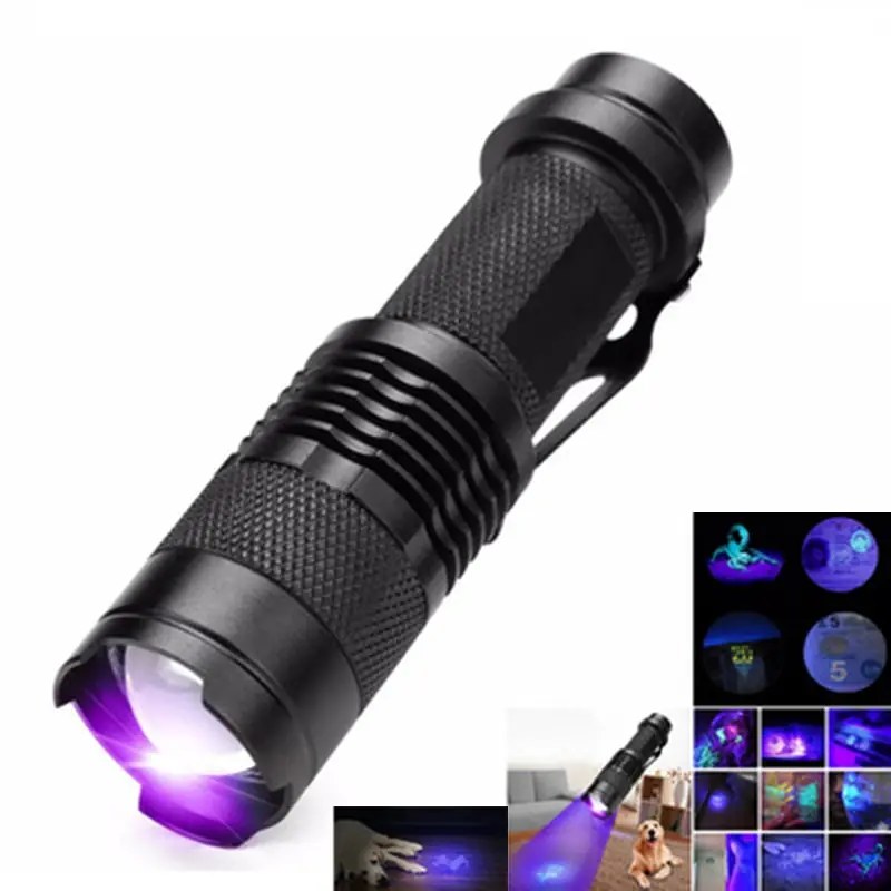 UV LED Portable Flashlight 395nm Black Light Wavelength Violet Flashlight Pet Urine Scorpion Feminine Hygiene Detector