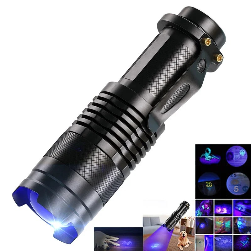 UV LED Flashlight Portable Blacklight 395nm Wavelength Violet Light Pet Urine Scorpion Feminine Hygiene Detector