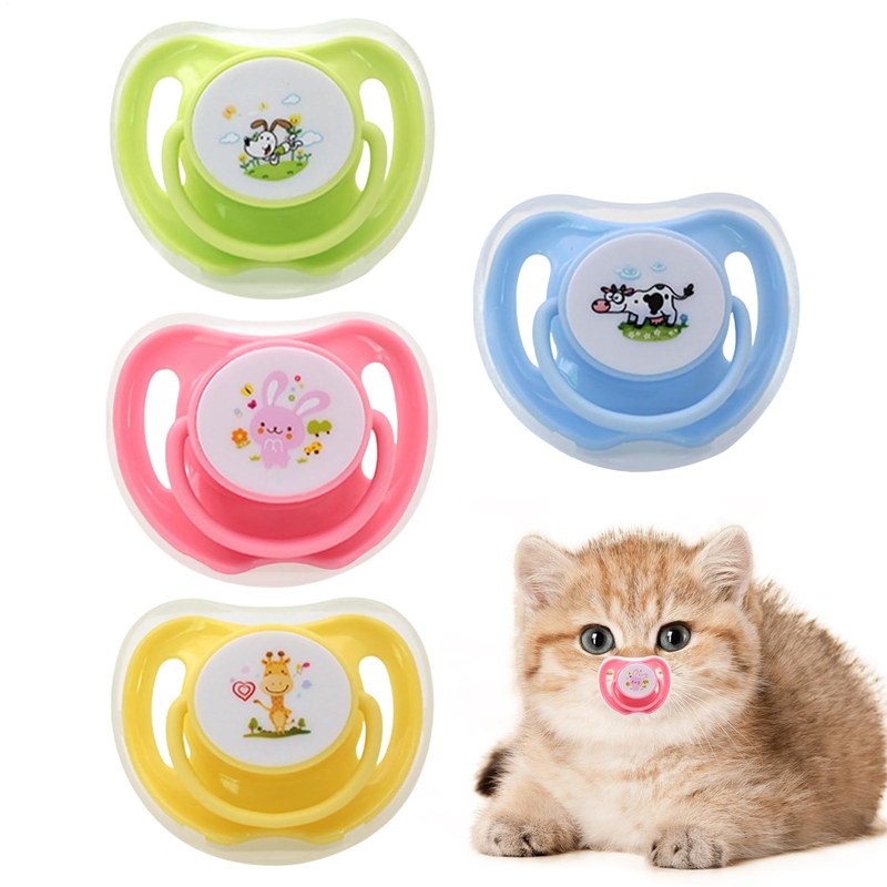 4pcs Pet Kitten Pacifiers Pet Suckling Puppy hygiene Butterfly-Shaped Silicone Toy Bite Resistant food-grade For Pet Soothing