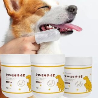 50pcs Pet Disposable Cleaning Wipes Dog Teeth Cleaning Finger Wipes Cat Ear and Eye Beauty Wipes Cat Hygiene and Beauty Products