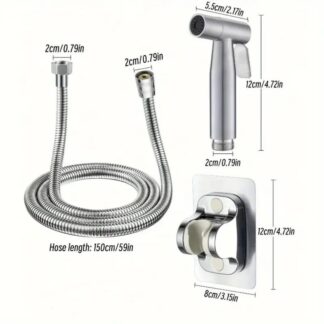 3pcs Stainless Steel Bidet Sprayer Set - High Pressure Handheld Adjustable for Personal Hygiene, Pet Bathroom Shower