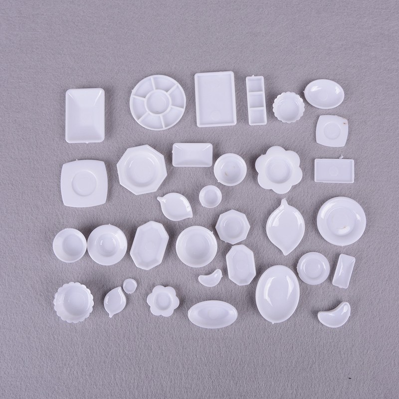 33Pc/Set Kitchen Acrylic Mini Tableware Miniatures Cup Plate Dish Decor Toys for Kids Girls For Children Doll Accessories