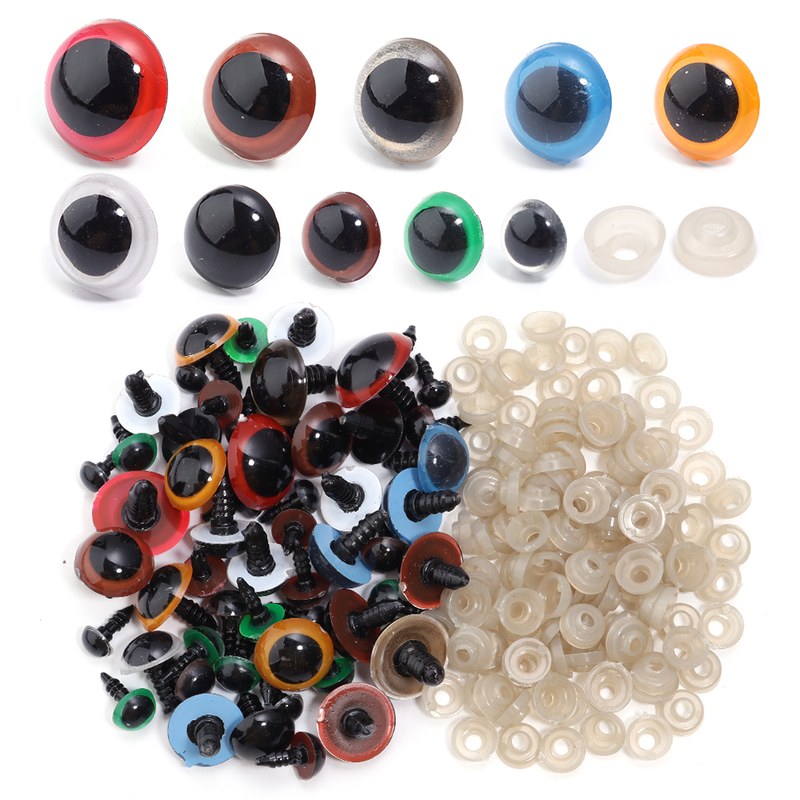 50PCS 8-20mm Black Plastic Safety Eyes For Toys Amigurumi Diy Kit Crafts TeddyBear Toy Eye For Doll Decoration Accessories