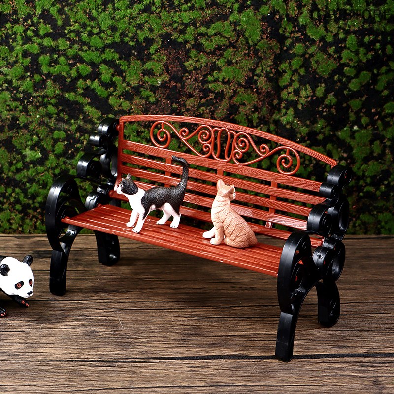 1:6 Mini Bench Recliner Lounge Chair Miniature Park Double Chair Model Garden Decor Toy Doll House Accessories