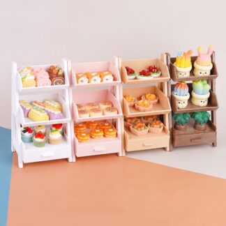 1/12 Dollhouse Toy Mini Flower Rack Storage Shelf Model Dollhouse Simulation Furniture Decoration Micro Scene Construction Props