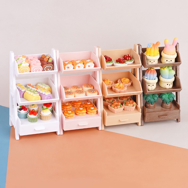 1/12 Dollhouse Toy Mini Flower Rack Storage Shelf Model Dollhouse Simulation Furniture Decoration Micro Scene Construction Props