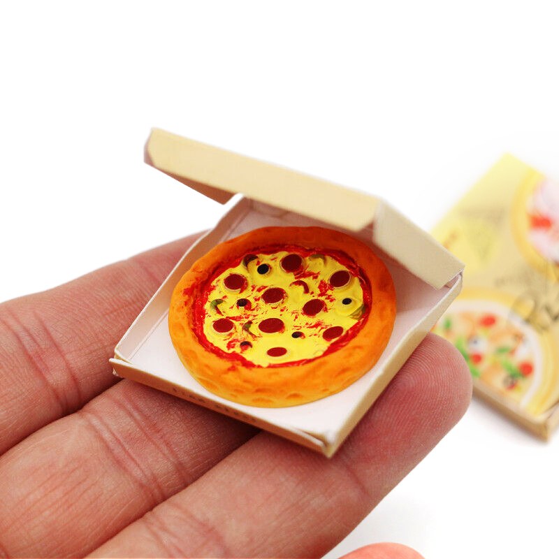 1Set 1:12 Dollhouse Miniature Pizza with Packing Box Model Kitchen Food Accessories For Doll House Decor Pretend Play Toys
